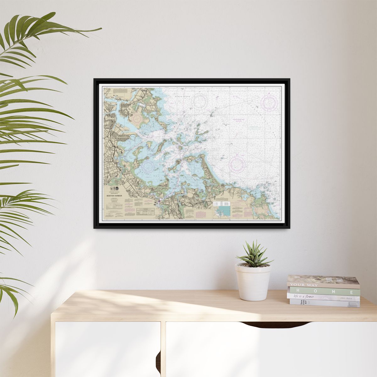 Chart 13270 Boston Harbor - NOAA Nautical Chart Floating Frame Canvas | 32" x 24" | 40" x 30" - Black context-1