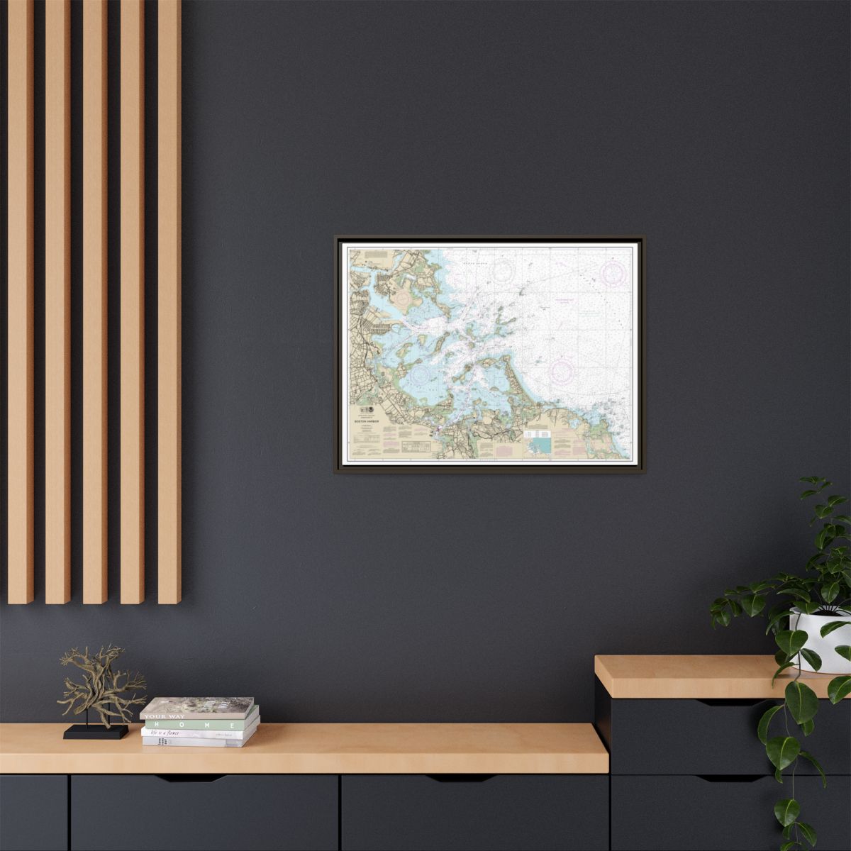 Chart 13270 Boston Harbor - NOAA Nautical Chart Floating Frame Canvas | 32" x 24" | 40" x 30" - Espresso context-2