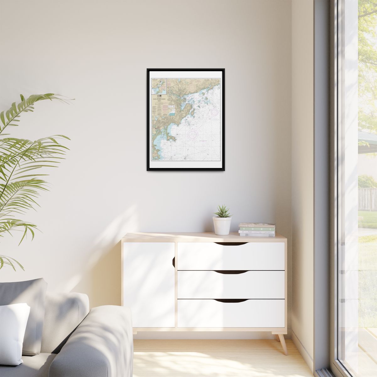 Chart 13275 Salem and Lynn Harbors; Manchester Harbor - NOAA Nautical Chart Floating Frame Canvas | 24" x 32" | 30" x 40" - Black context-1