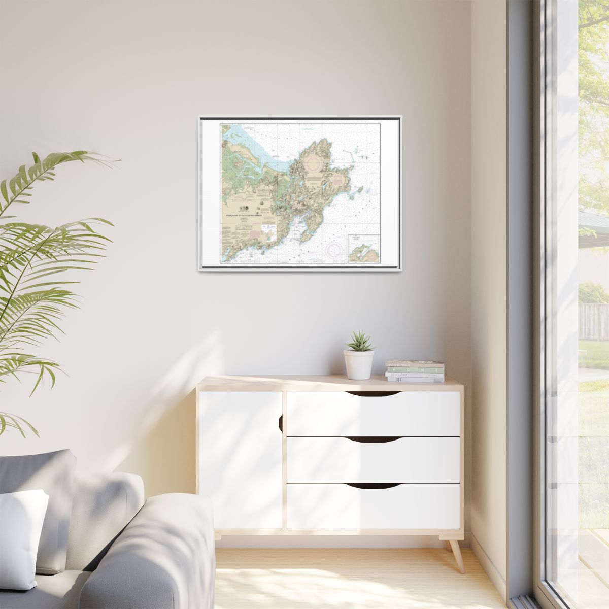 Chart 13279 Ipswich Bay to Gloucester Harbor; Rockport Harbor - NOAA Nautical Chart Floating Frame Canvas | 32" x 24" | 40" x 30" - White context-1