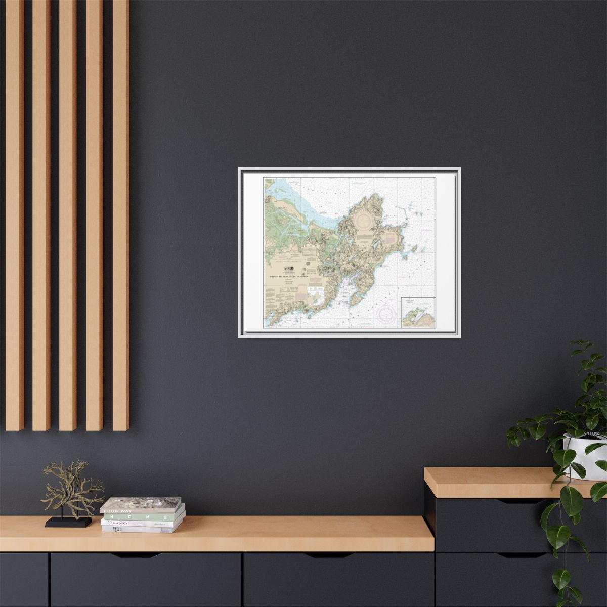 Chart 13279 Ipswich Bay to Gloucester Harbor; Rockport Harbor - NOAA Nautical Chart Floating Frame Canvas | 32" x 24" | 40" x 30" - White context-2