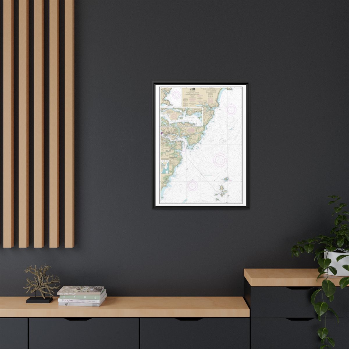 Chart 13283 Portsmouth Harbor Cape Neddick Harbor to Isles of Shoals; Portsmouth Harbor - NOAA Nautical Chart Floating Frame Canvas | 24" x 32" | 30" x 40" - Black context-2