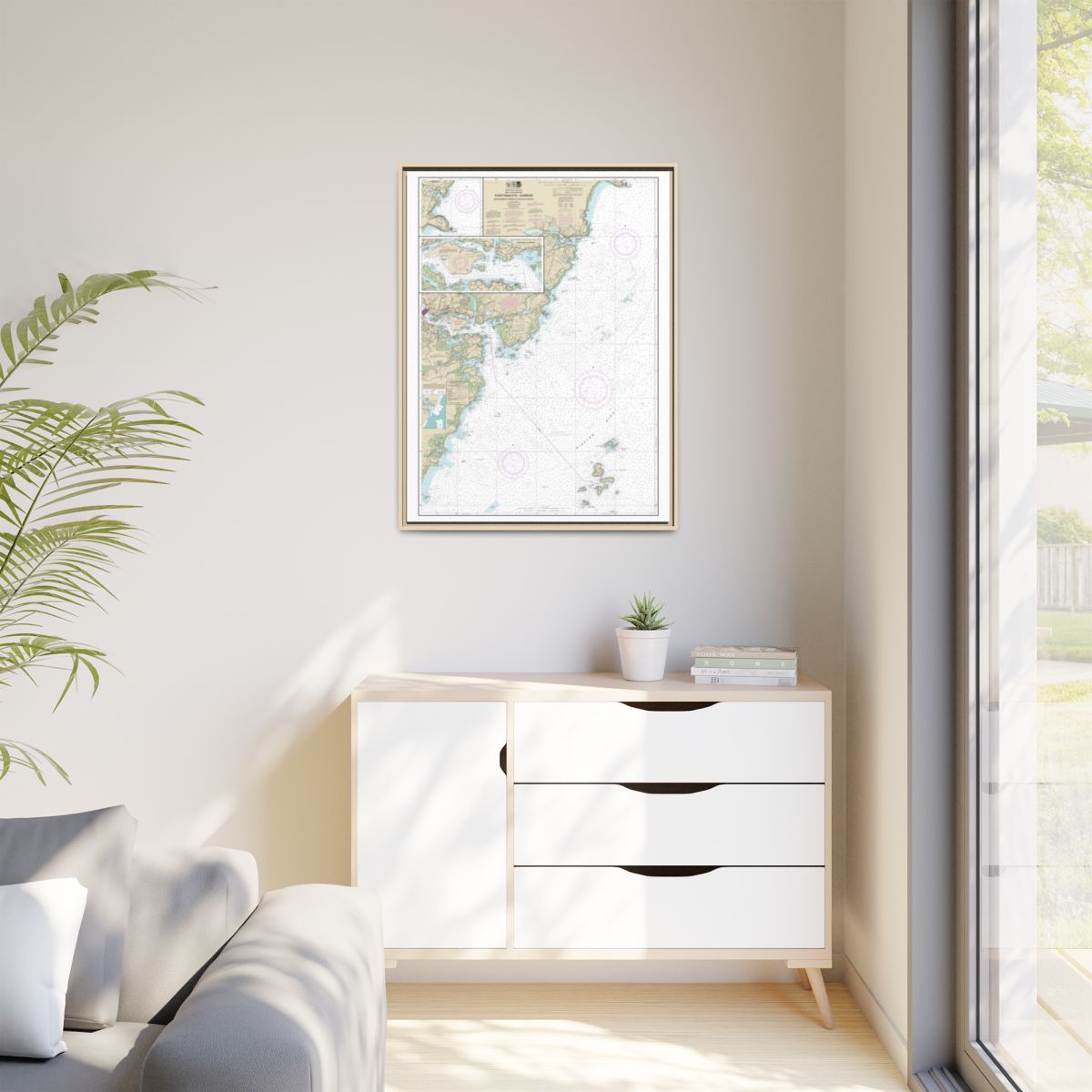 Chart 13283 Portsmouth Harbor Cape Neddick Harbor to Isles of Shoals; Portsmouth Harbor - NOAA Nautical Chart Floating Frame Canvas | 24" x 32" | 30" x 40" - Natural context-1