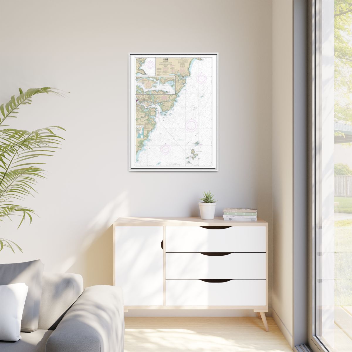 Chart 13283 Portsmouth Harbor Cape Neddick Harbor to Isles of Shoals; Portsmouth Harbor - NOAA Nautical Chart Floating Frame Canvas | 24" x 32" | 30" x 40" - White context-1
