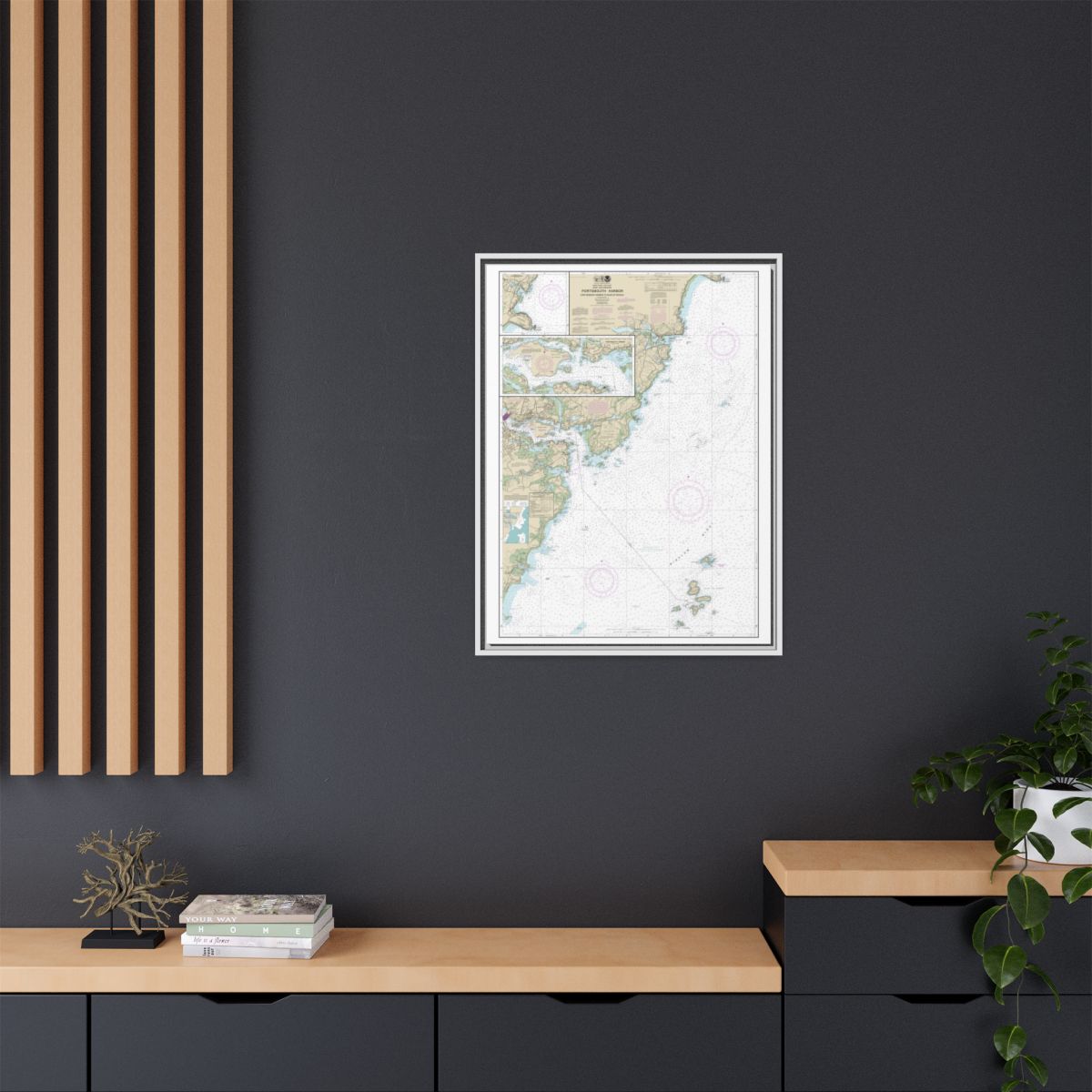 Chart 13283 Portsmouth Harbor Cape Neddick Harbor to Isles of Shoals; Portsmouth Harbor - NOAA Nautical Chart Floating Frame Canvas | 24" x 32" | 30" x 40" - White context-2