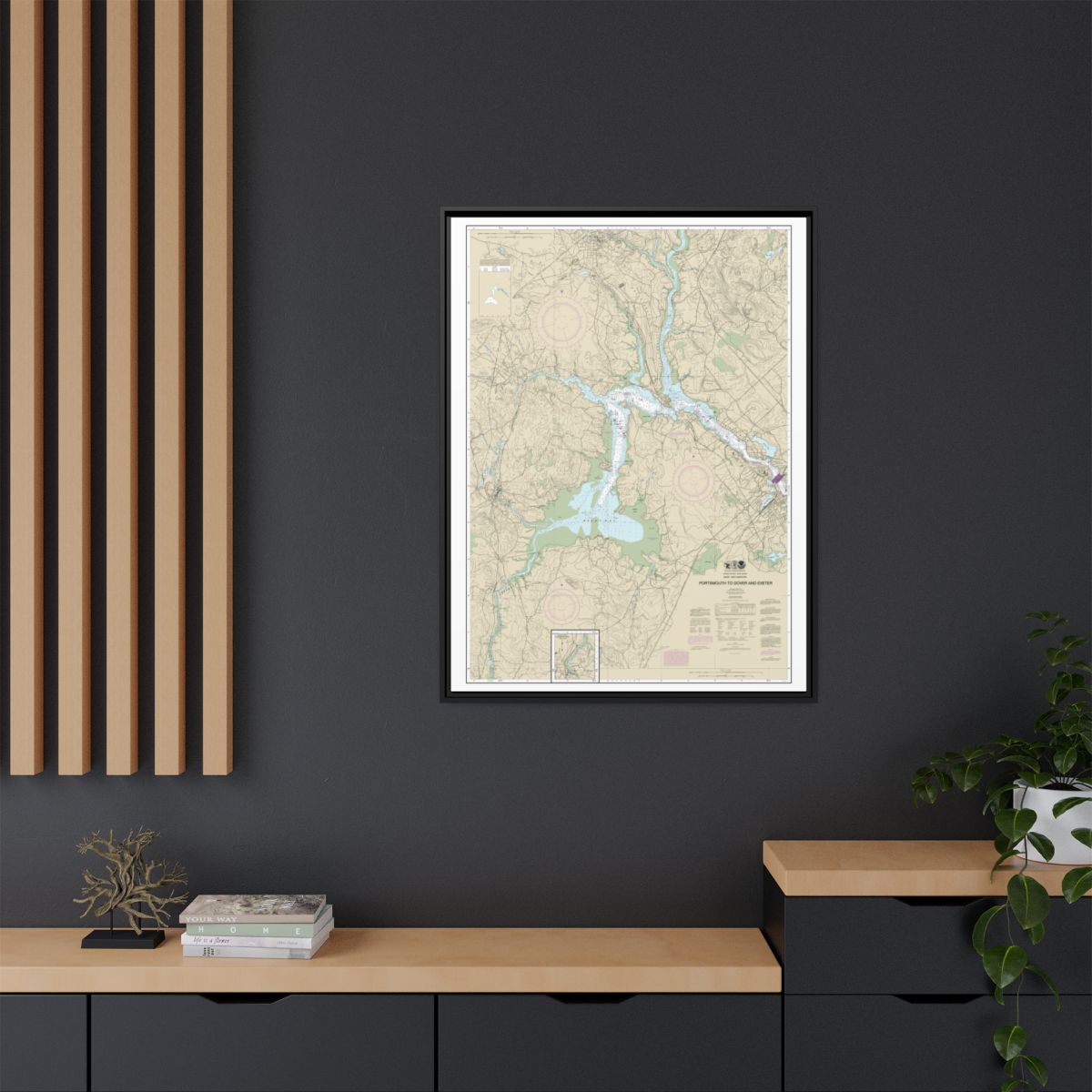 Chart 13285 Portsmouth to Dover and Exeter - NOAA Nautical Chart Floating Frame Canvas | 24" x 32" | 30" x 40" - Black context-2