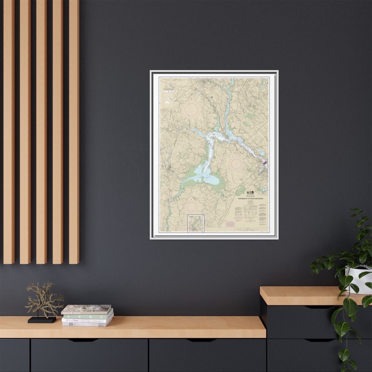 Chart 13285 Portsmouth to Dover and Exeter - NOAA Nautical Chart Floating Frame Canvas | 24" x 32" | 30" x 40" - White context-2