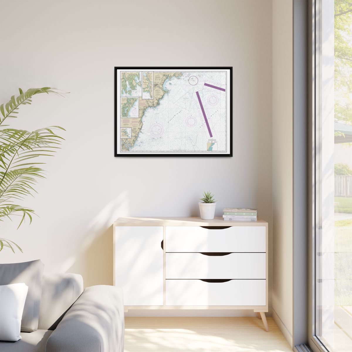 Chart 13286 Cape Elizabeth to Portsmouth; Cape Porpoise Harbor; Wells Harbor; Kennebunk River; Perkins Cove - NOAA Nautical Chart Floating Frame Canvas | 32" x 24" | 40" x 30" - Black context-1