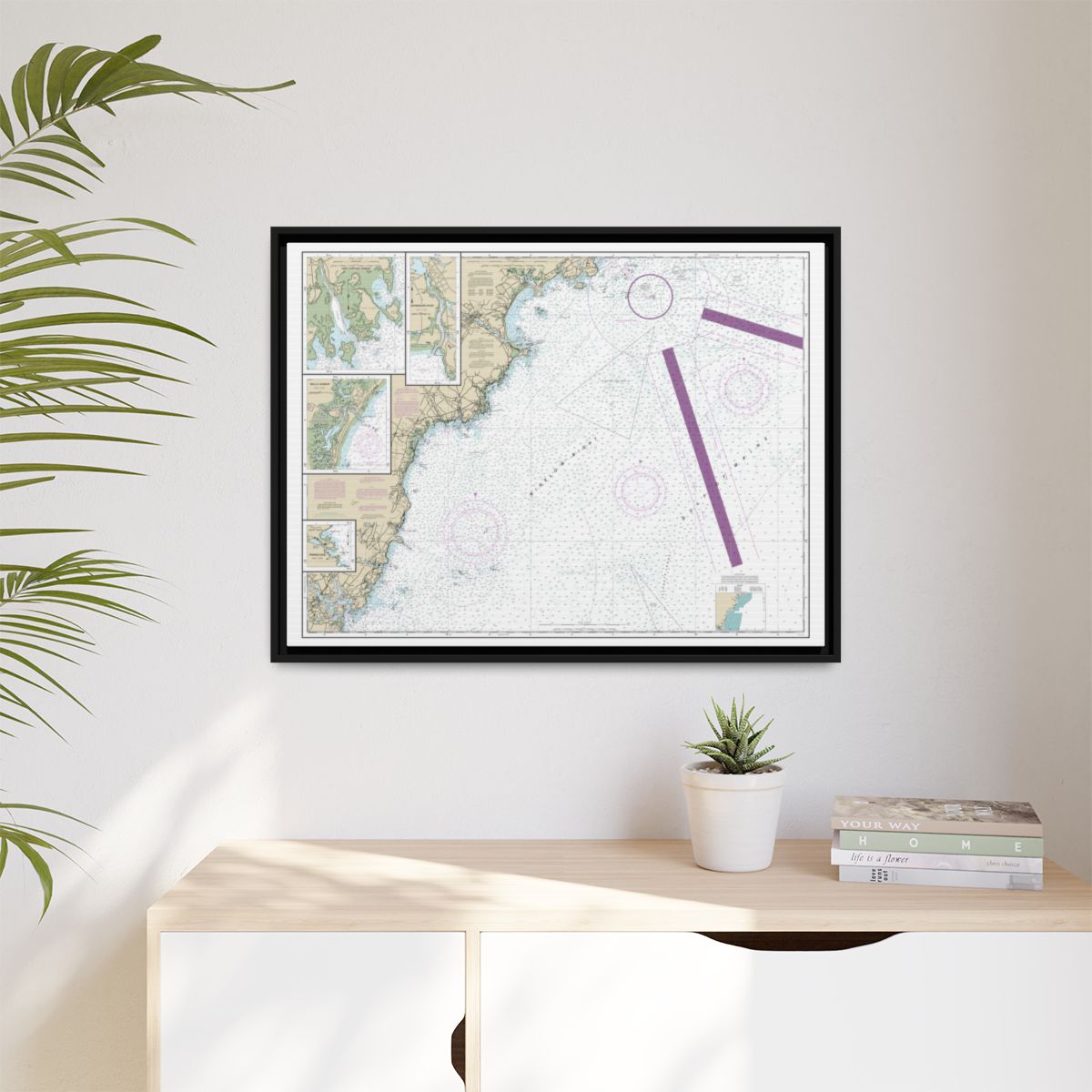 Chart 13286 Cape Elizabeth to Portsmouth; Cape Porpoise Harbor; Wells Harbor; Kennebunk River; Perkins Cove - NOAA Nautical Chart Floating Frame Canvas | 32" x 24" | 40" x 30" - Black context-1