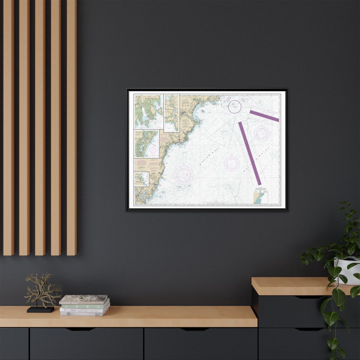 Chart 13286 Cape Elizabeth to Portsmouth; Cape Porpoise Harbor; Wells Harbor; Kennebunk River; Perkins Cove - NOAA Nautical Chart Floating Frame Canvas | 32" x 24" | 40" x 30" - Black context-2