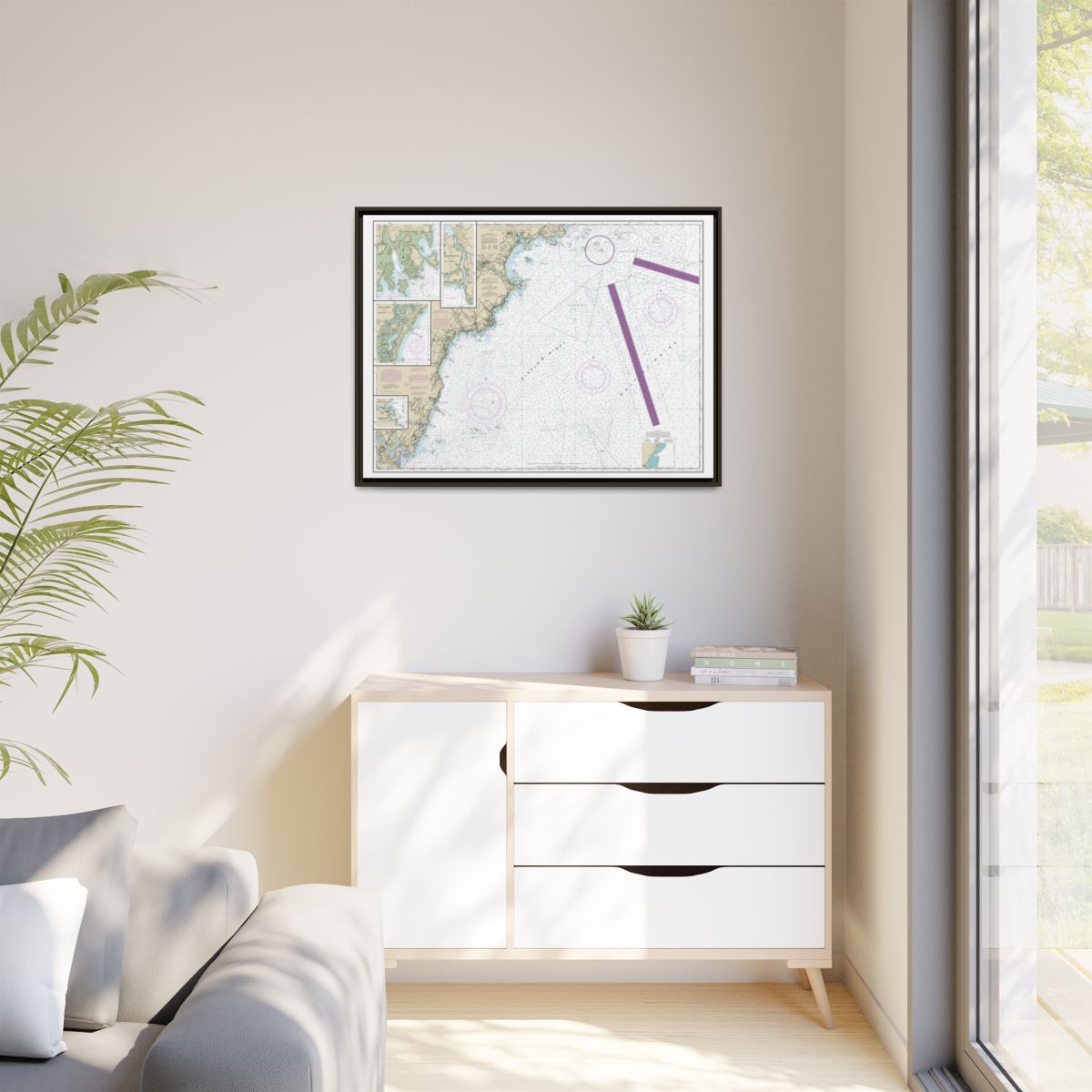 Chart 13286 Cape Elizabeth to Portsmouth; Cape Porpoise Harbor; Wells Harbor; Kennebunk River; Perkins Cove - NOAA Nautical Chart Floating Frame Canvas | 32" x 24" | 40" x 30" - Espresso context-1