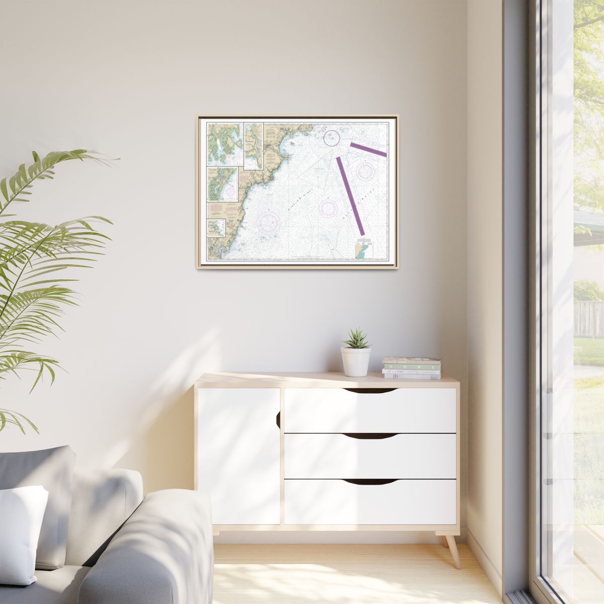 Chart 13286 Cape Elizabeth to Portsmouth; Cape Porpoise Harbor; Wells Harbor; Kennebunk River; Perkins Cove - NOAA Nautical Chart Floating Frame Canvas | 32" x 24" | 40" x 30" - Natural context-1