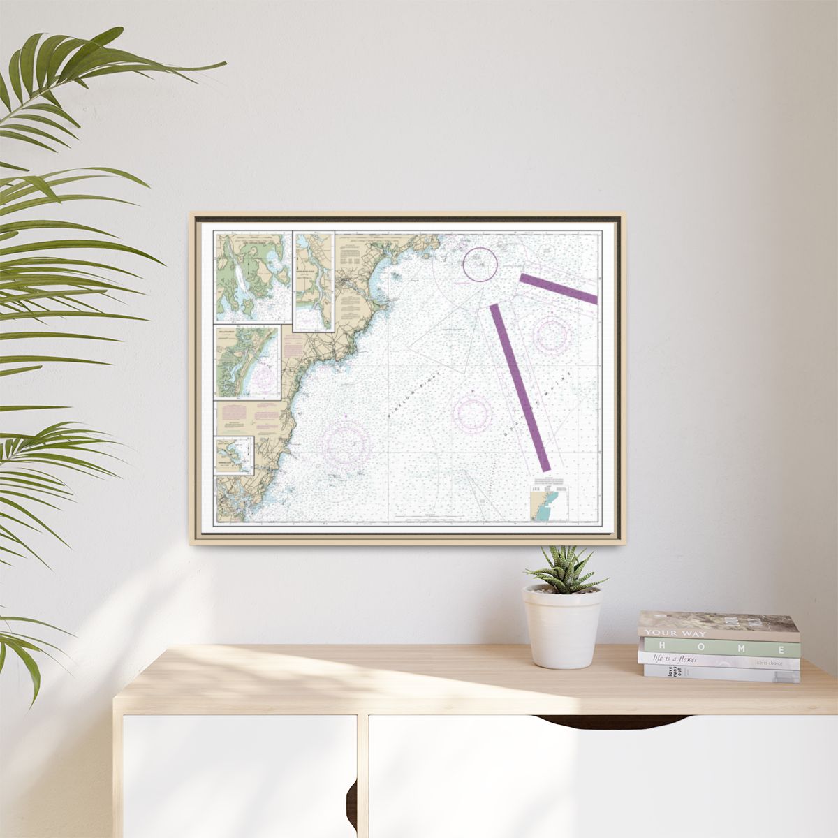 Chart 13286 Cape Elizabeth to Portsmouth; Cape Porpoise Harbor; Wells Harbor; Kennebunk River; Perkins Cove - NOAA Nautical Chart Floating Frame Canvas | 32" x 24" | 40" x 30" - Natural context-1