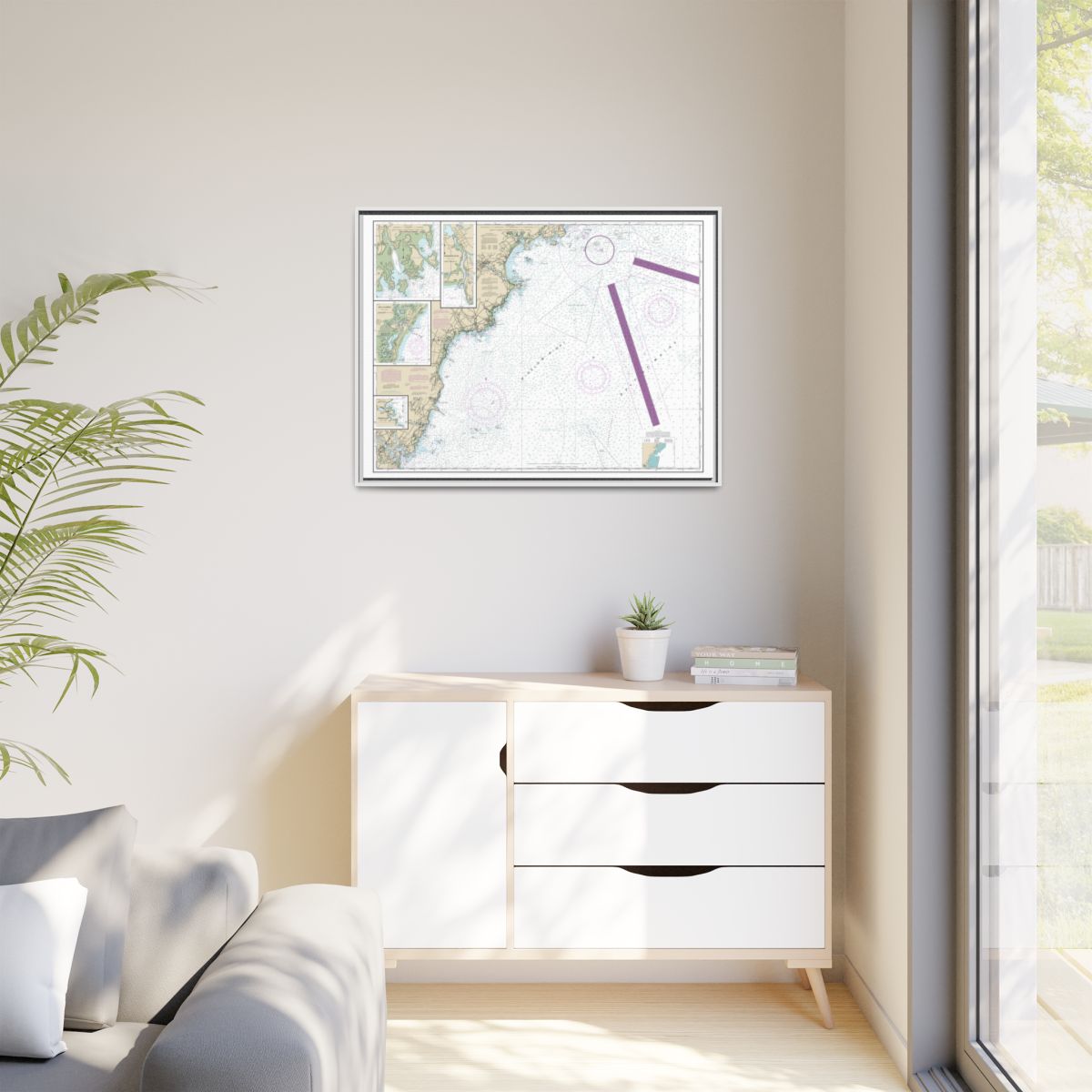 Chart 13286 Cape Elizabeth to Portsmouth; Cape Porpoise Harbor; Wells Harbor; Kennebunk River; Perkins Cove - NOAA Nautical Chart Floating Frame Canvas | 32" x 24" | 40" x 30" - White context-1