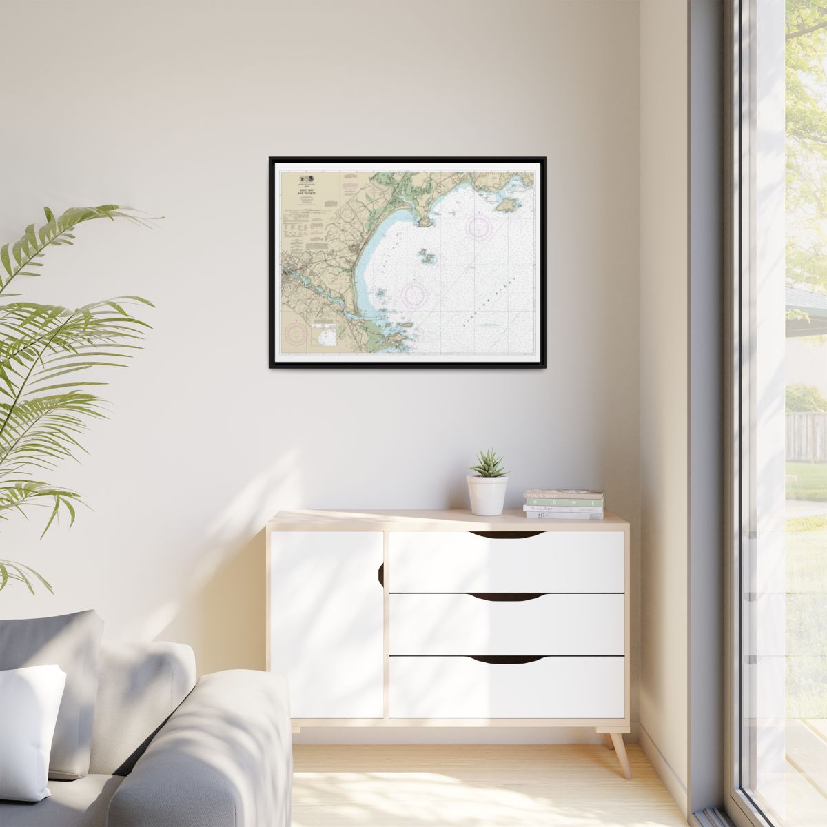 Chart 13287 Saco Bay and Vicinity - NOAA Nautical Chart Floating Frame Canvas | 32" x 24" | 40" x 30" - Black context-1
