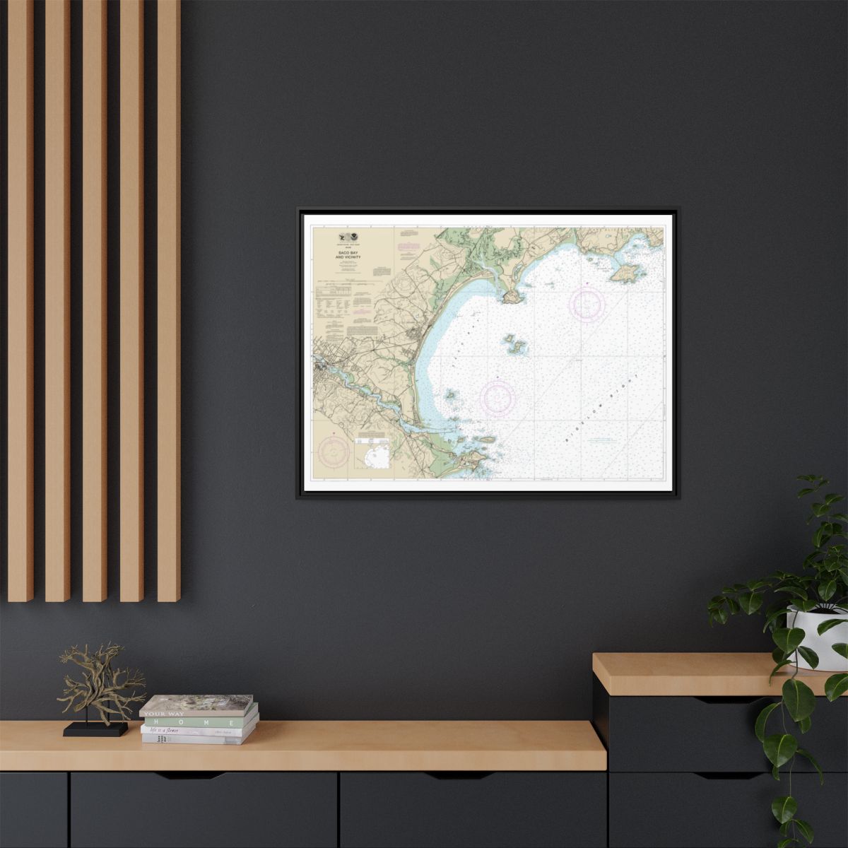Chart 13287 Saco Bay and Vicinity - NOAA Nautical Chart Floating Frame Canvas | 32" x 24" | 40" x 30" - Black context-2