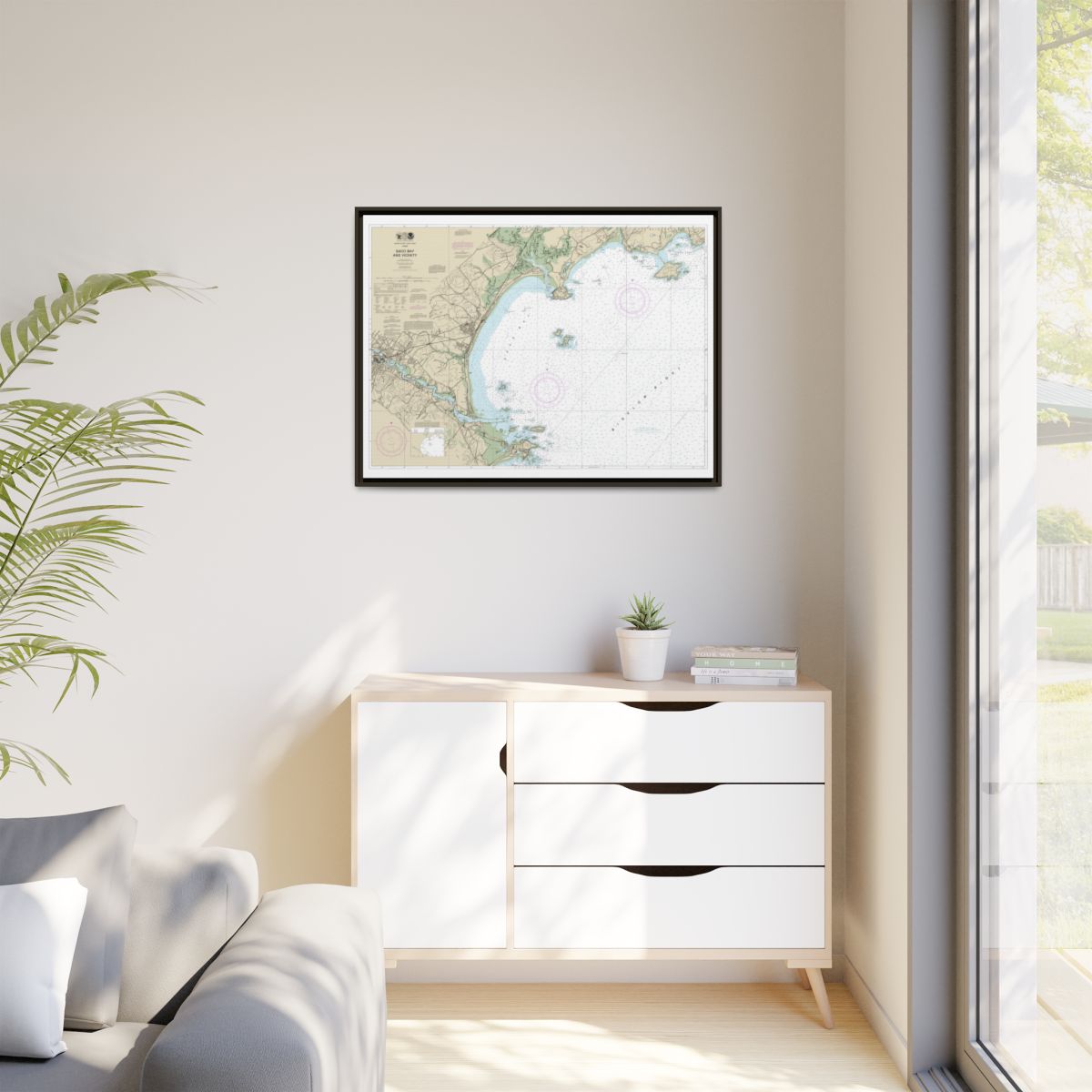 Chart 13287 Saco Bay and Vicinity - NOAA Nautical Chart Floating Frame Canvas | 32" x 24" | 40" x 30" - Espresso context-1