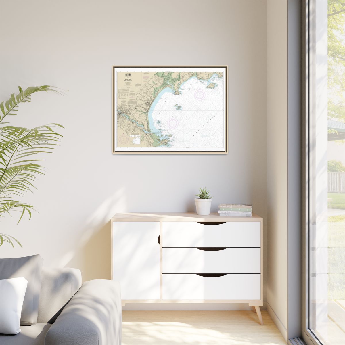 Chart 13287 Saco Bay and Vicinity - NOAA Nautical Chart Floating Frame Canvas | 32" x 24" | 40" x 30" - Natural context-1
