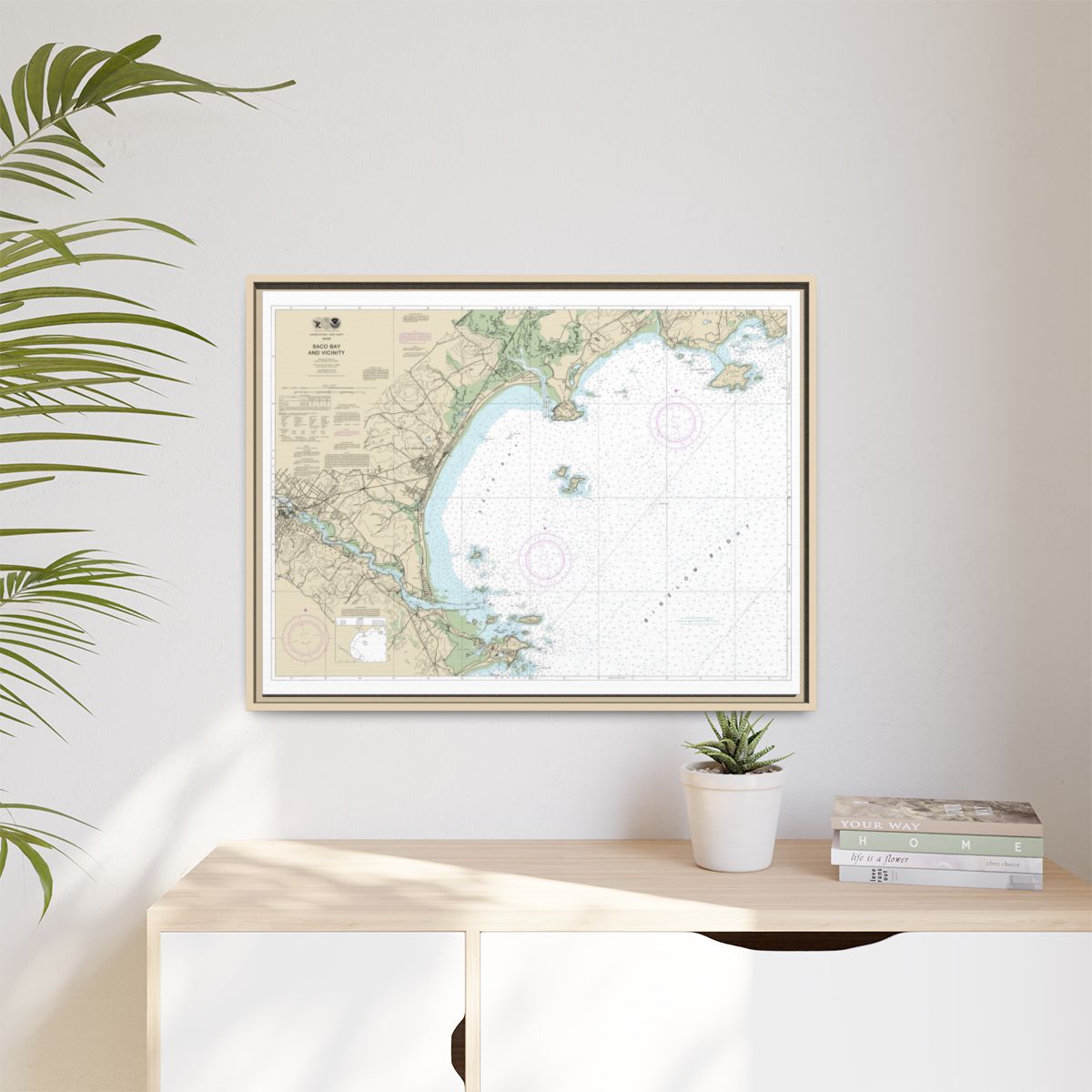 Chart 13287 Saco Bay and Vicinity - NOAA Nautical Chart Floating Frame Canvas | 32" x 24" | 40" x 30" - Natural context-1