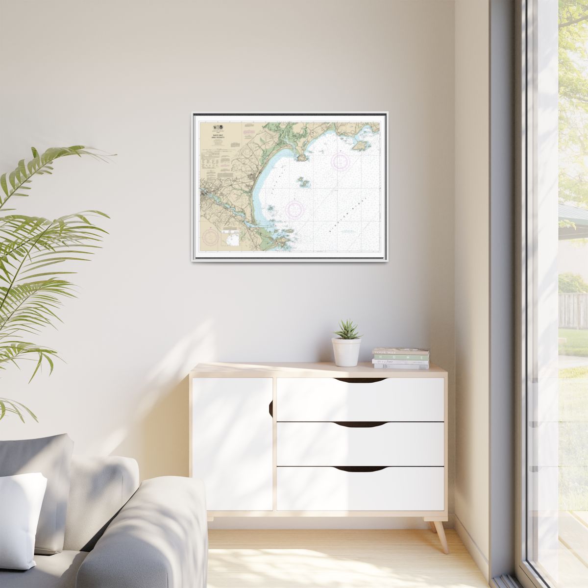 Chart 13287 Saco Bay and Vicinity - NOAA Nautical Chart Floating Frame Canvas | 32" x 24" | 40" x 30" - White context-1