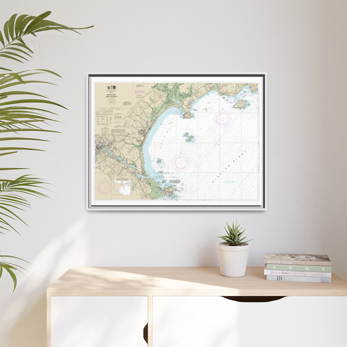 Chart 13287 Saco Bay and Vicinity - NOAA Nautical Chart Floating Frame Canvas | 32" x 24" | 40" x 30" - White context-1