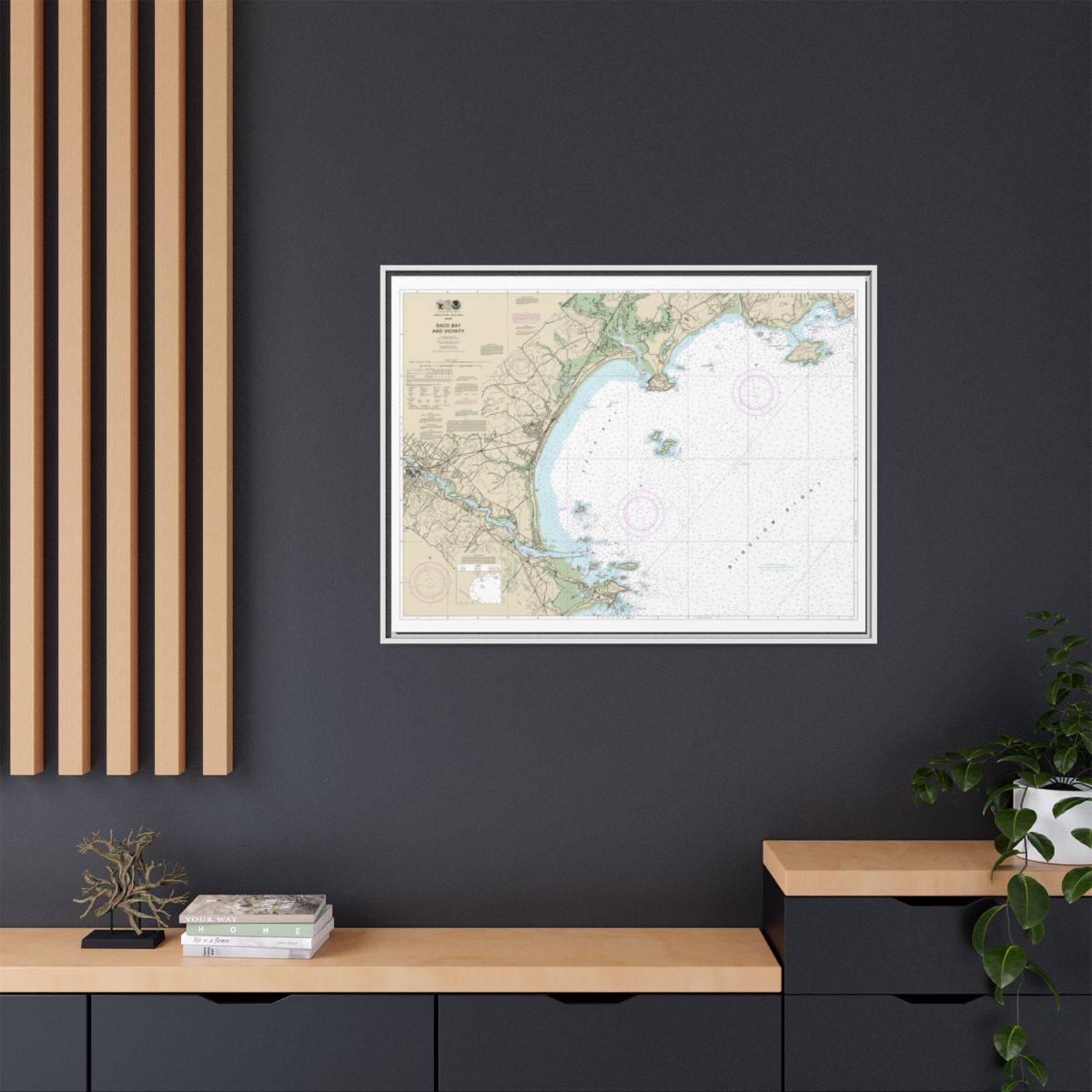 Chart 13287 Saco Bay and Vicinity - NOAA Nautical Chart Floating Frame Canvas | 32" x 24" | 40" x 30" - White context-2