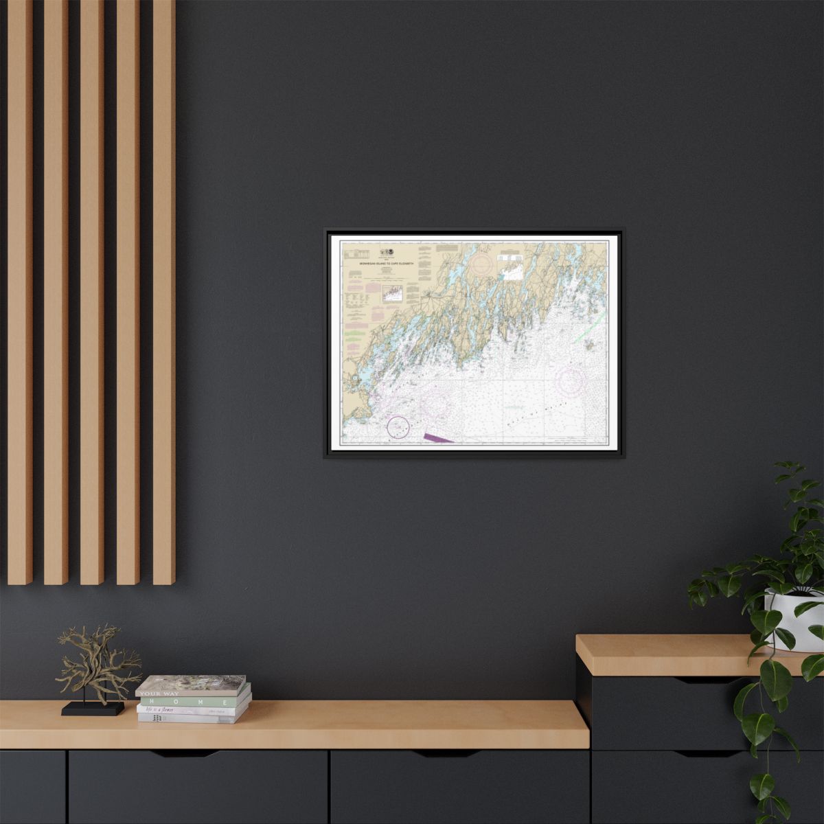Chart 13288 Monhegan Island to Cape Elizabeth - NOAA Nautical Chart Floating Frame Canvas | 32" x 24" | 40" x 30" - Black context-2