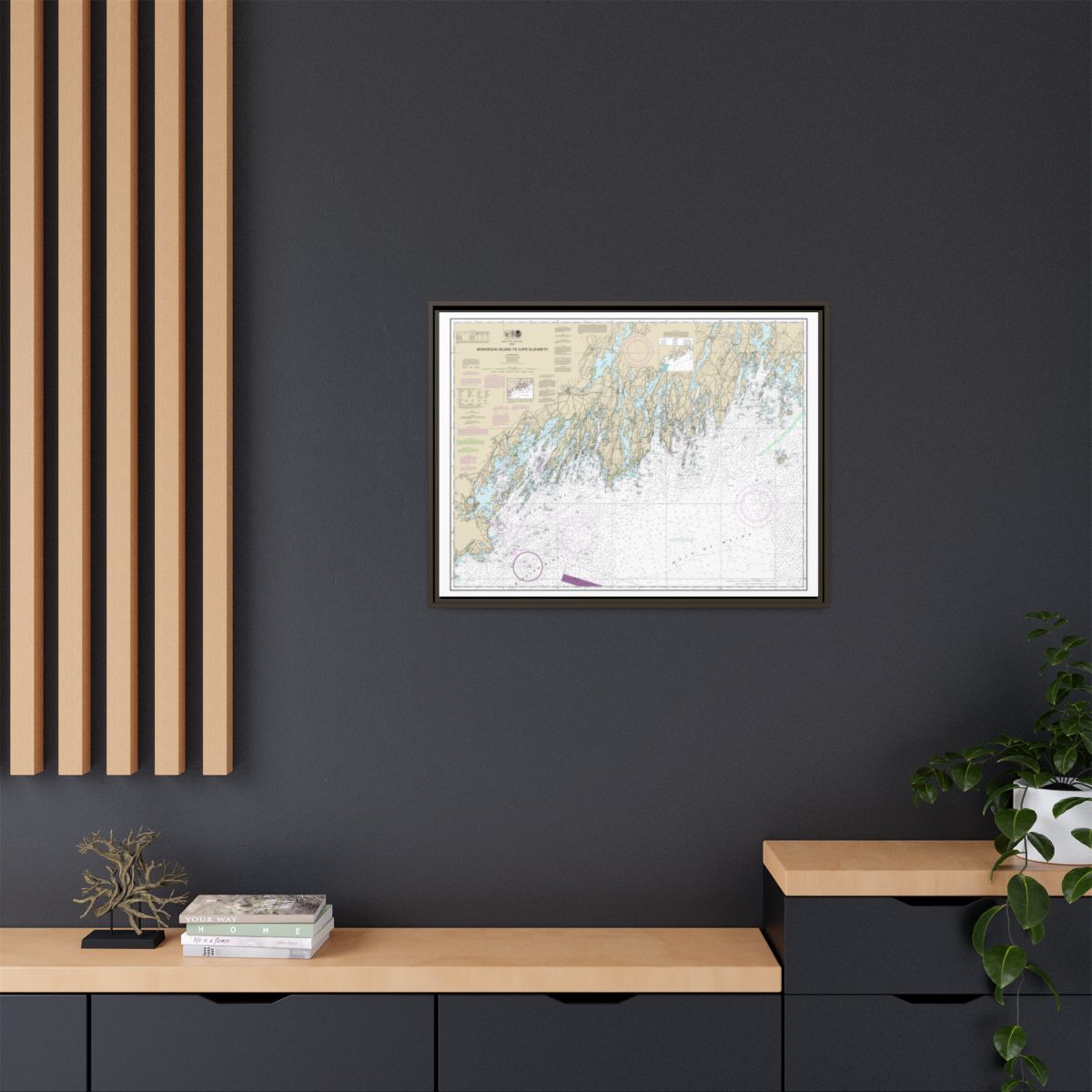 Chart 13288 Monhegan Island to Cape Elizabeth - NOAA Nautical Chart Floating Frame Canvas | 32" x 24" | 40" x 30" - Espresso context-2