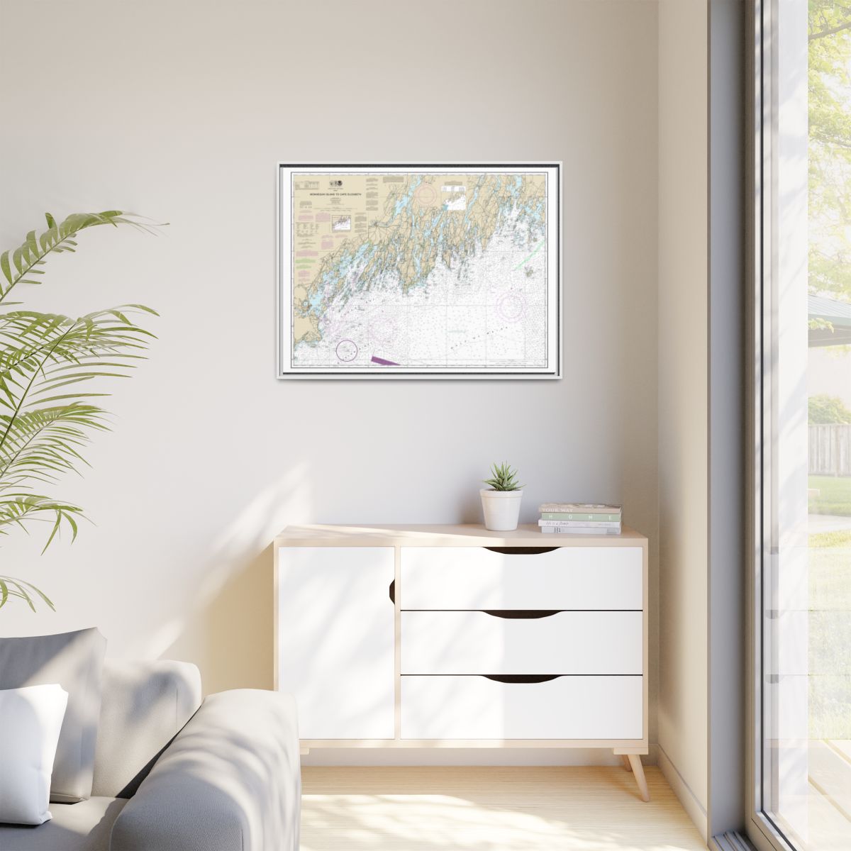Chart 13288 Monhegan Island to Cape Elizabeth - NOAA Nautical Chart Floating Frame Canvas | 32" x 24" | 40" x 30" - White context-1