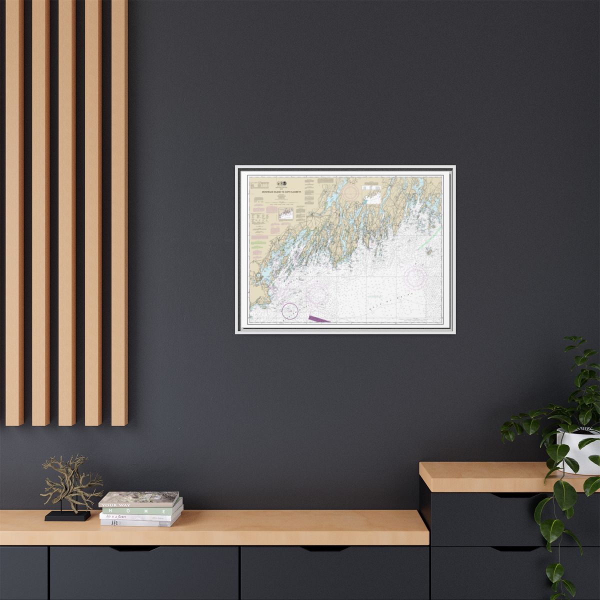 Chart 13288 Monhegan Island to Cape Elizabeth - NOAA Nautical Chart Floating Frame Canvas | 32" x 24" | 40" x 30" - White context-2