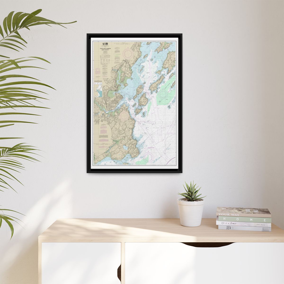 Chart 13292 Portland Harbor and Vicinity - NOAA Nautical Chart Floating Frame Canvas | 20" x 30" | 24" x 36" | 32" x 48" - Black context-1