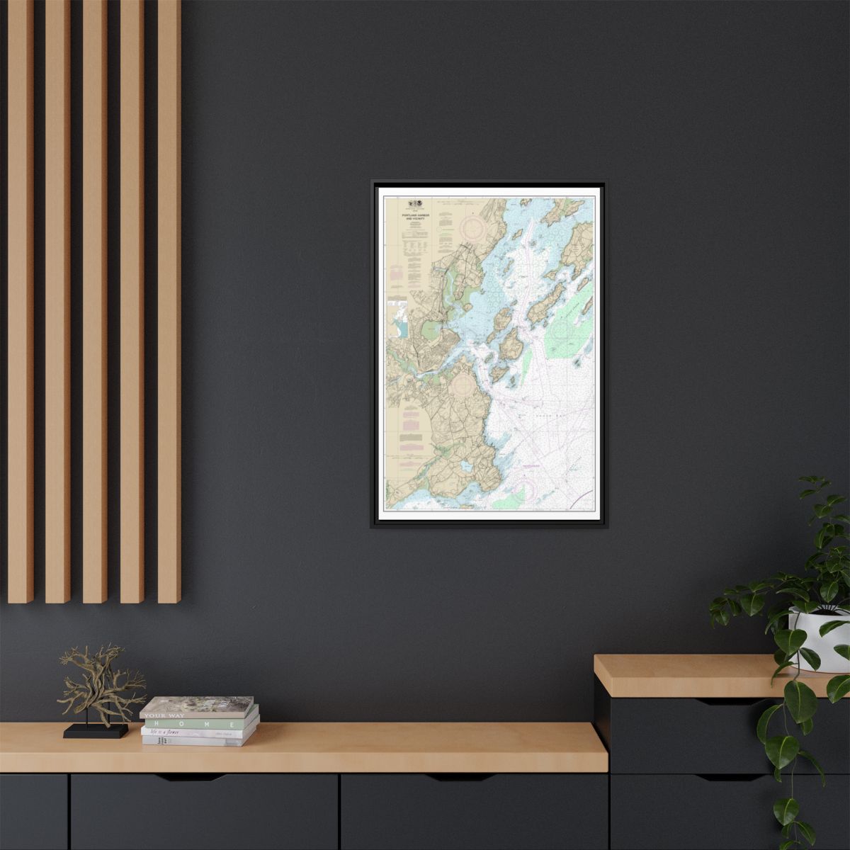 Chart 13292 Portland Harbor and Vicinity - NOAA Nautical Chart Floating Frame Canvas | 20" x 30" | 24" x 36" | 32" x 48" - Black context-2
