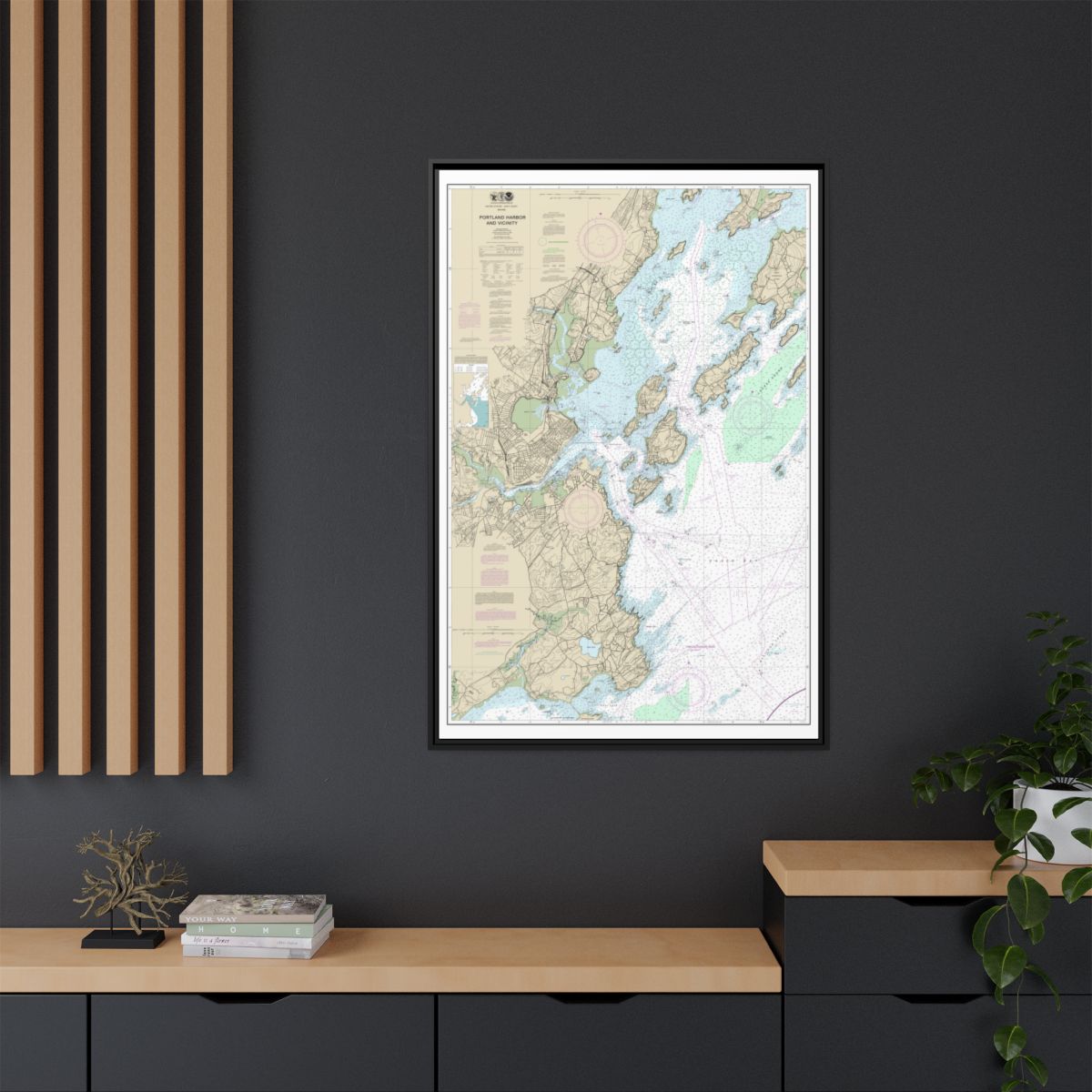 Chart 13292 Portland Harbor and Vicinity - NOAA Nautical Chart Floating Frame Canvas | 20" x 30" | 24" x 36" | 32" x 48" - Black context-2