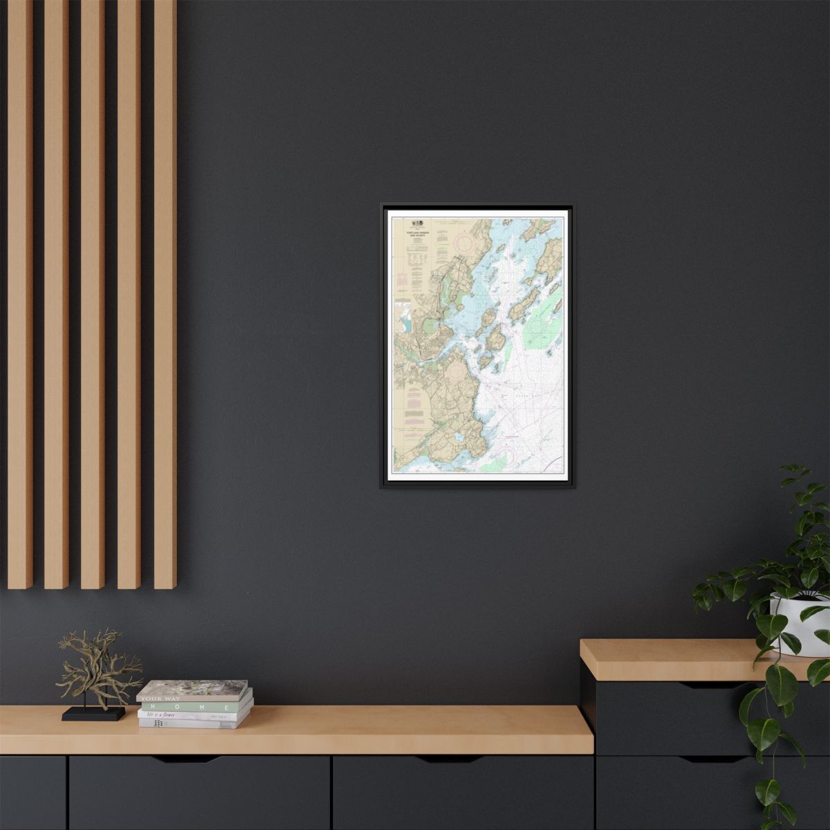 Chart 13292 Portland Harbor and Vicinity - NOAA Nautical Chart Floating Frame Canvas | 20" x 30" | 24" x 36" | 32" x 48" - Black context-2