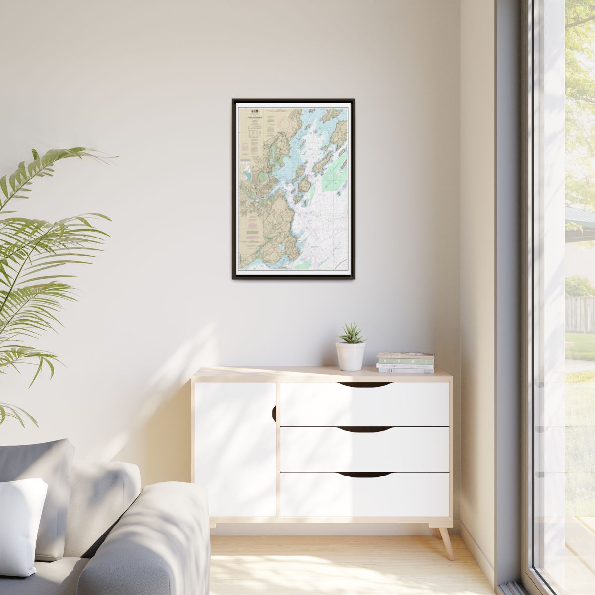 Chart 13292 Portland Harbor and Vicinity - NOAA Nautical Chart Floating Frame Canvas | 20" x 30" | 24" x 36" | 32" x 48" - Espresso context-1
