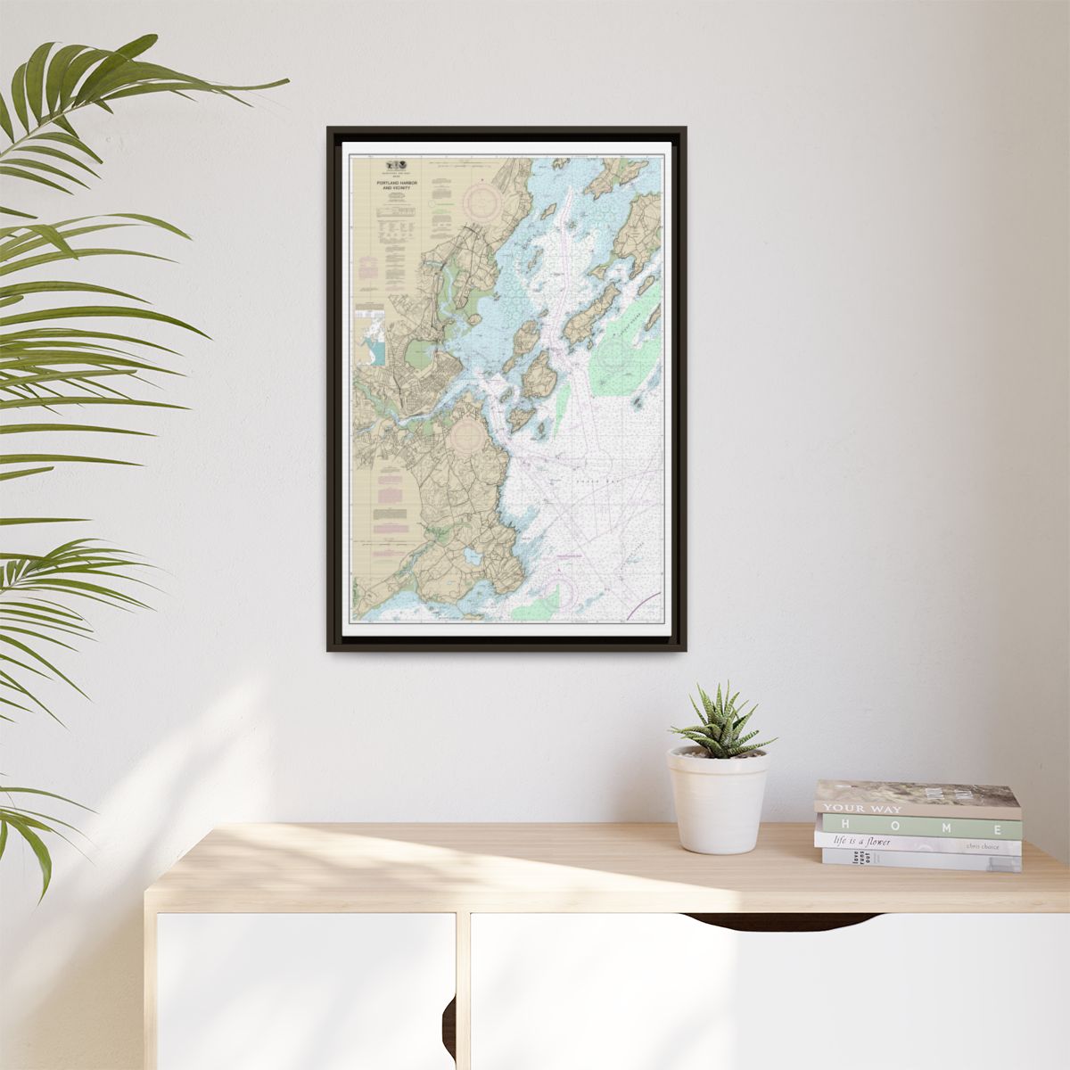 Chart 13292 Portland Harbor and Vicinity - NOAA Nautical Chart Floating Frame Canvas | 20" x 30" | 24" x 36" | 32" x 48" - Espresso context-1