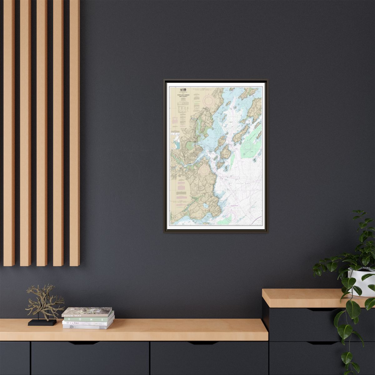 Chart 13292 Portland Harbor and Vicinity - NOAA Nautical Chart Floating Frame Canvas | 20" x 30" | 24" x 36" | 32" x 48" - Espresso context-2