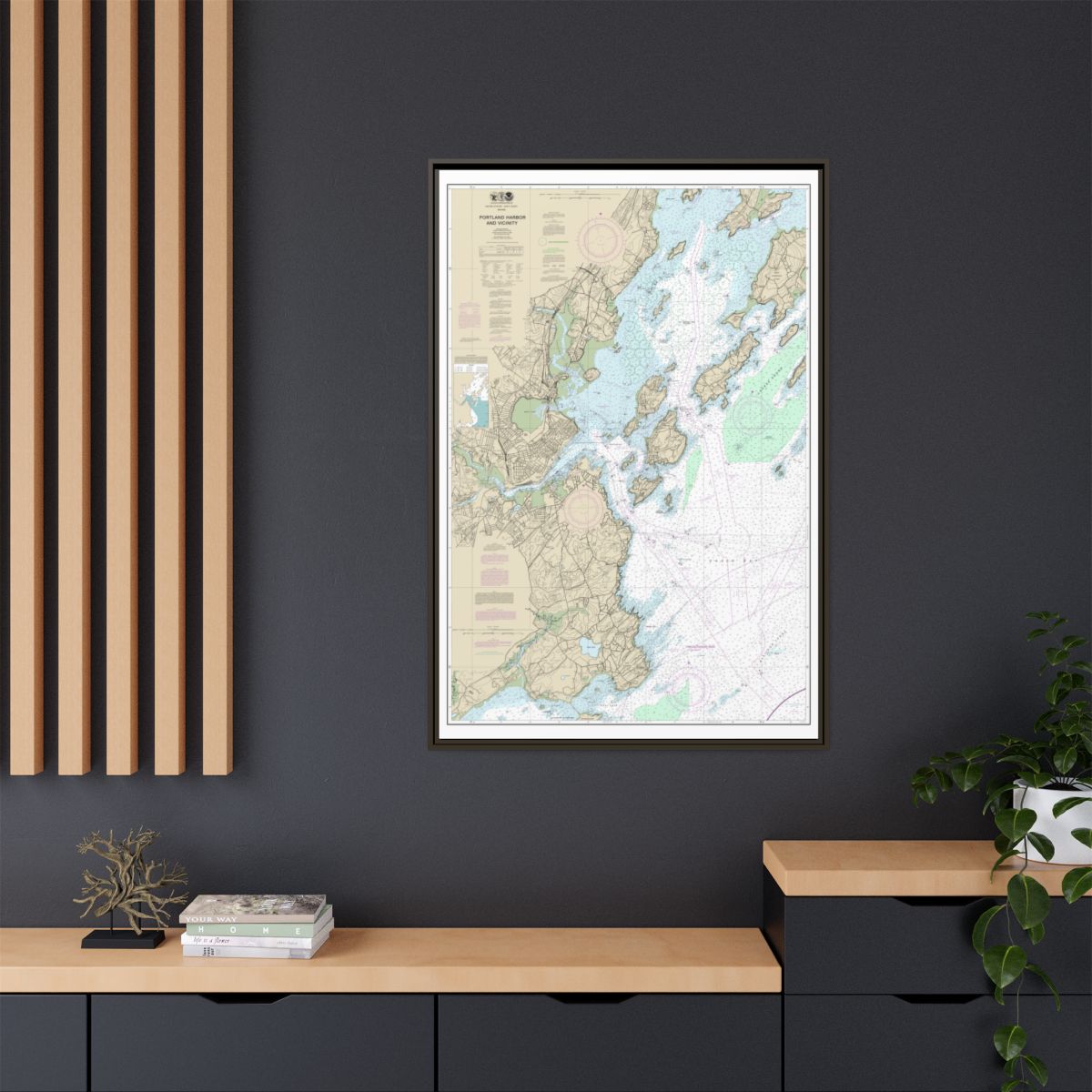 Chart 13292 Portland Harbor and Vicinity - NOAA Nautical Chart Floating Frame Canvas | 20" x 30" | 24" x 36" | 32" x 48" - Espresso context-2