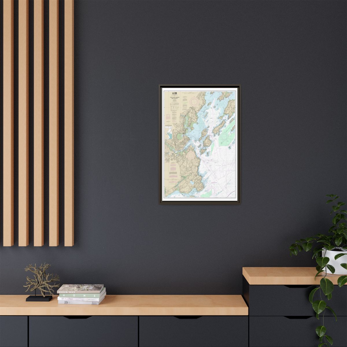 Chart 13292 Portland Harbor and Vicinity - NOAA Nautical Chart Floating Frame Canvas | 20" x 30" | 24" x 36" | 32" x 48" - Espresso context-2