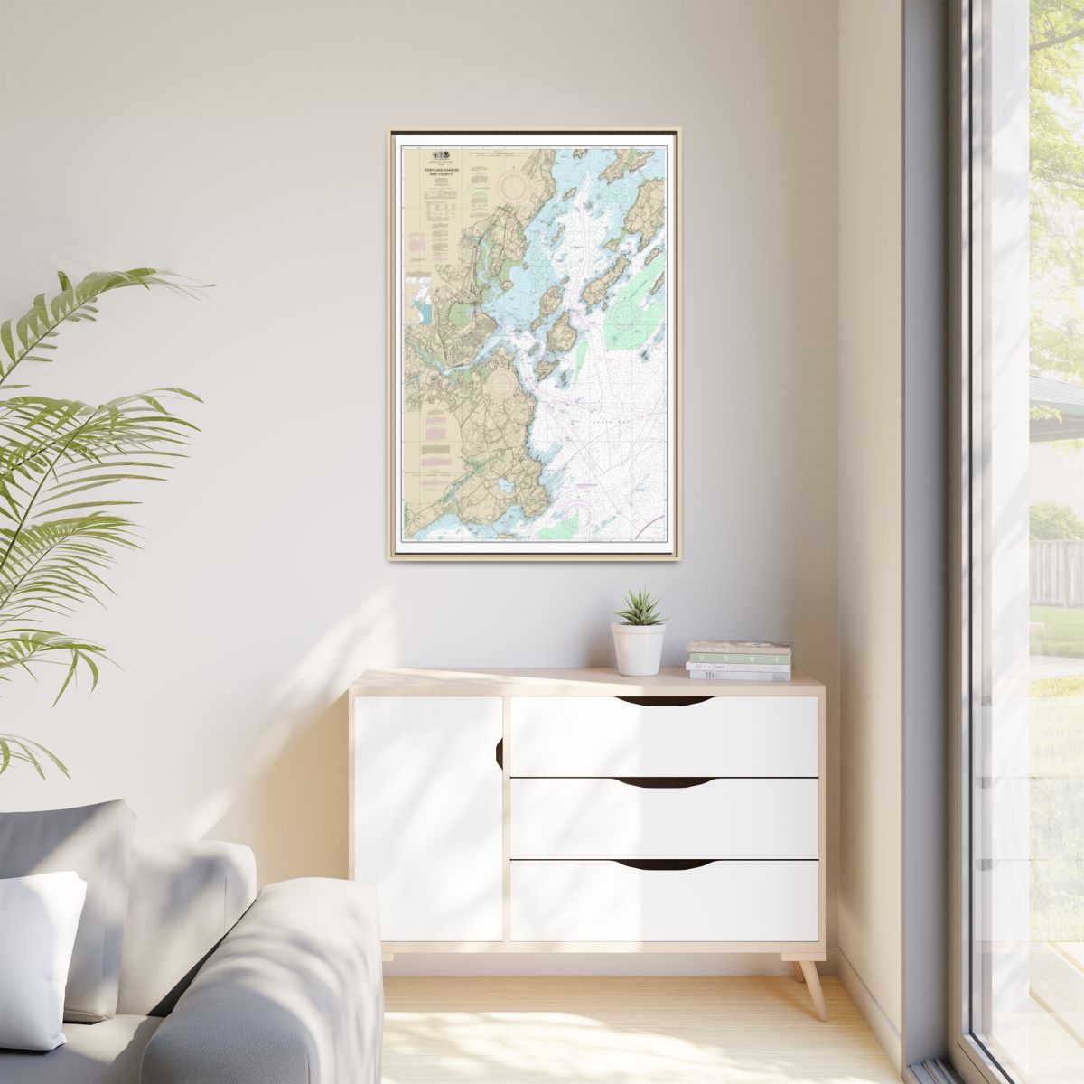 Chart 13292 Portland Harbor and Vicinity - NOAA Nautical Chart Floating Frame Canvas | 20" x 30" | 24" x 36" | 32" x 48" - Natural context-1
