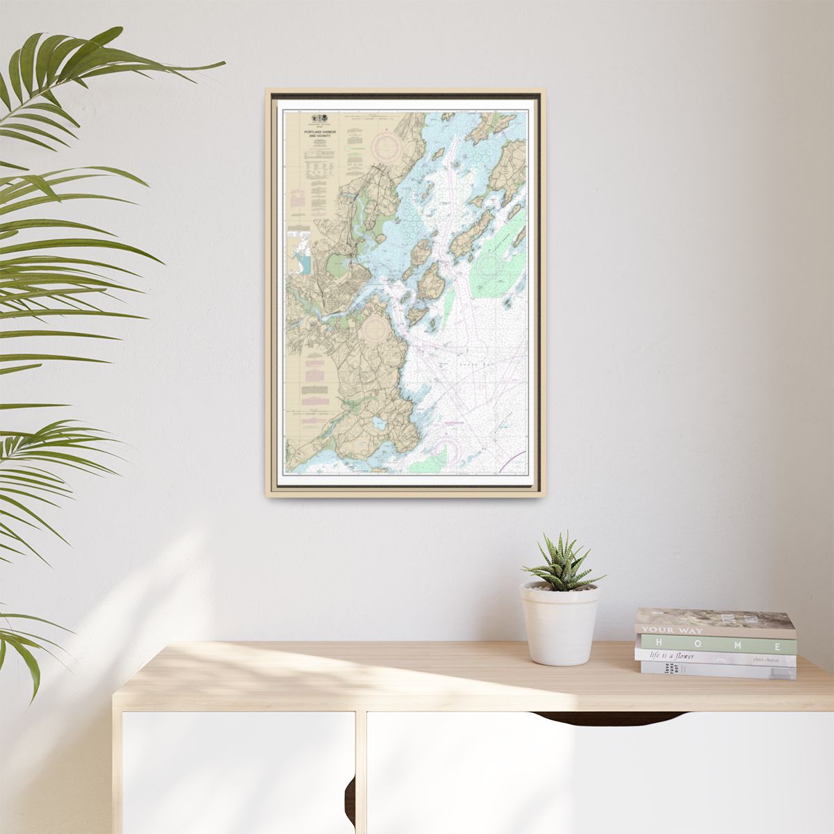 Chart 13292 Portland Harbor and Vicinity - NOAA Nautical Chart Floating Frame Canvas | 20" x 30" | 24" x 36" | 32" x 48" - Natural context-1