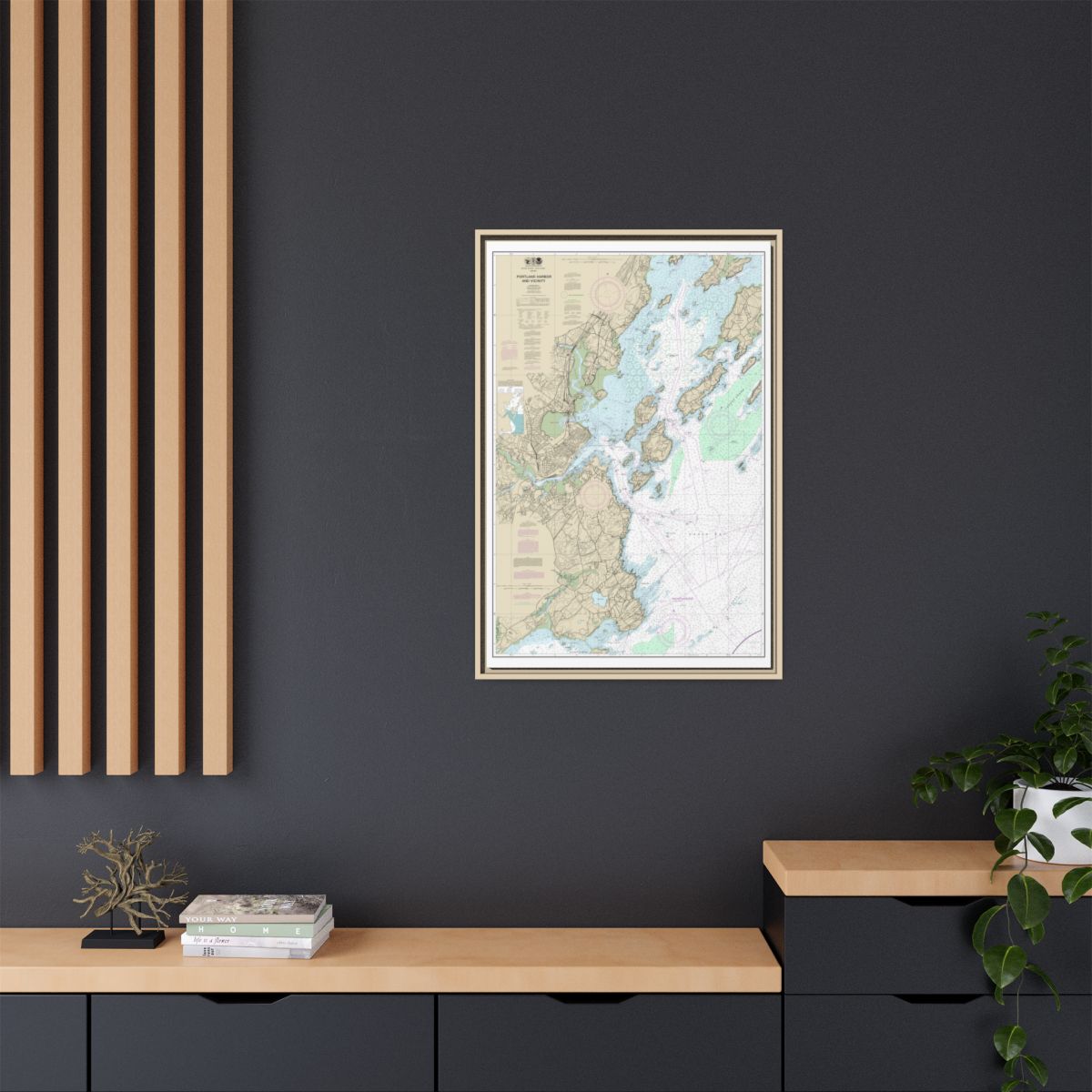 Chart 13292 Portland Harbor and Vicinity - NOAA Nautical Chart Floating Frame Canvas | 20" x 30" | 24" x 36" | 32" x 48" - Natural context-2