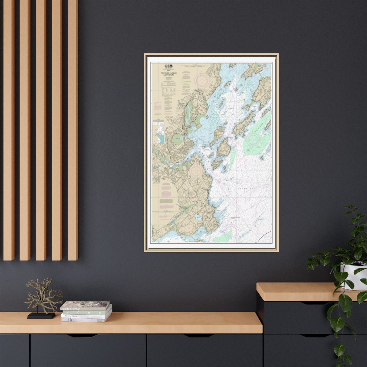 Chart 13292 Portland Harbor and Vicinity - NOAA Nautical Chart Floating Frame Canvas | 20" x 30" | 24" x 36" | 32" x 48" - Natural context-2