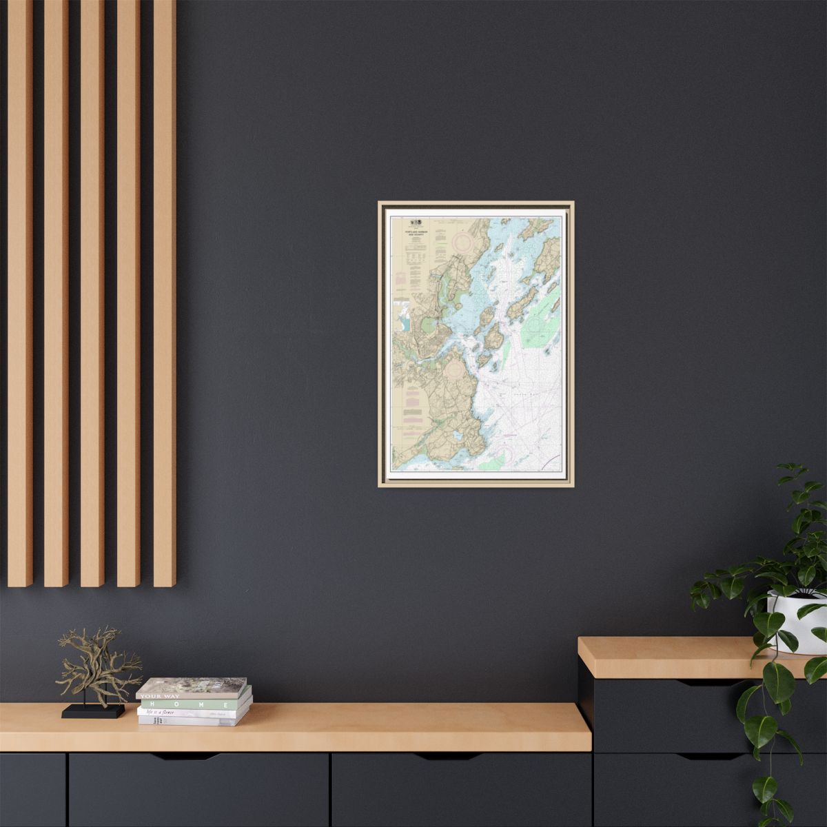 Chart 13292 Portland Harbor and Vicinity - NOAA Nautical Chart Floating Frame Canvas | 20" x 30" | 24" x 36" | 32" x 48" - Natural context-2