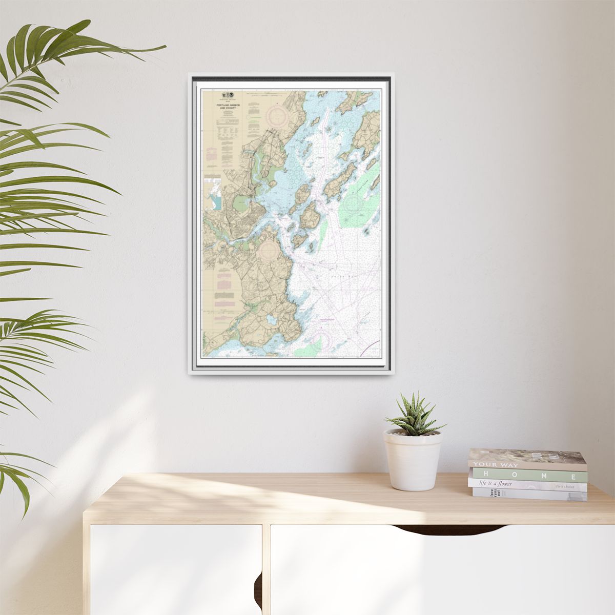 Chart 13292 Portland Harbor and Vicinity - NOAA Nautical Chart Floating Frame Canvas | 20" x 30" | 24" x 36" | 32" x 48" - White context-1