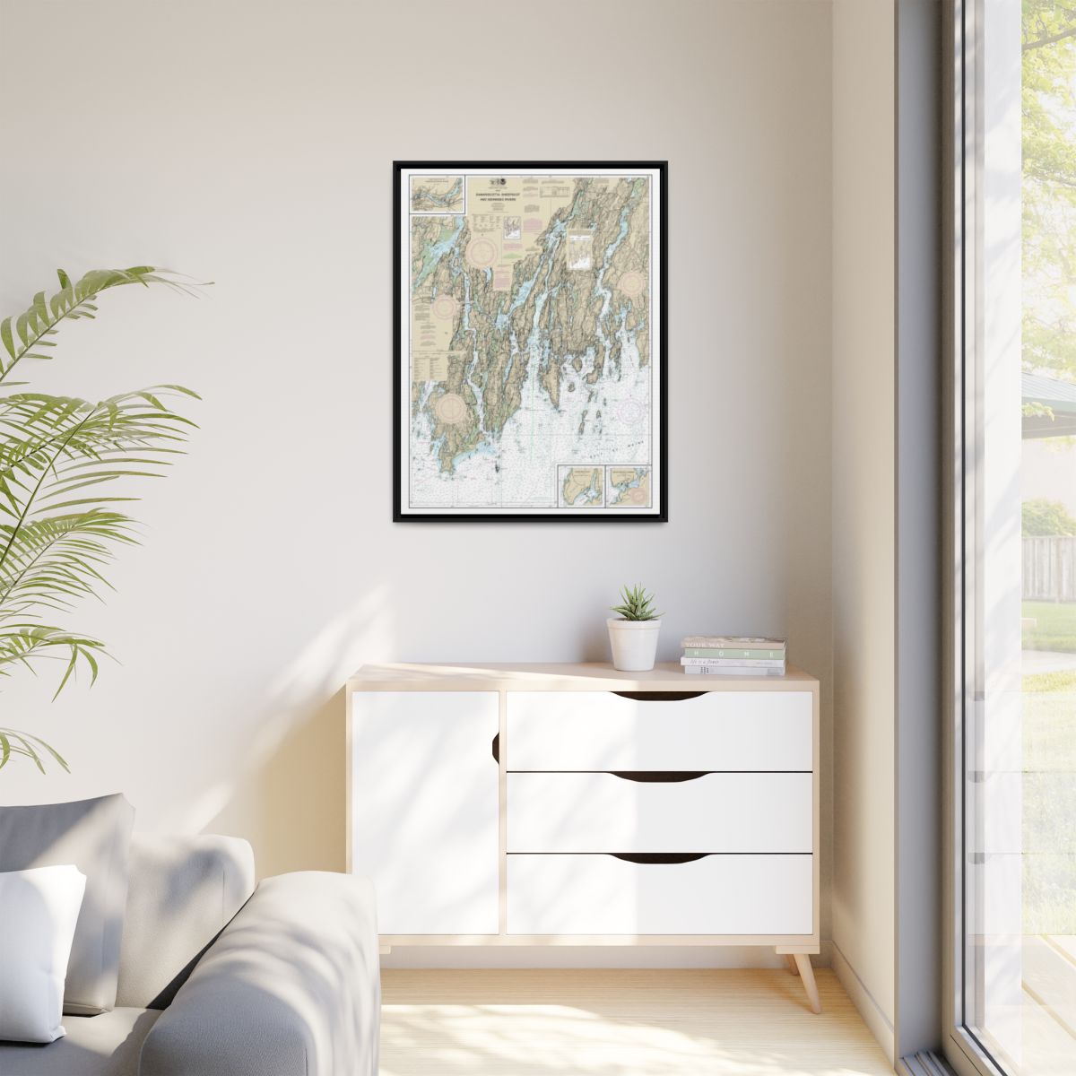 Chart 13293 Damariscotta, Sheepscot and Kennebec Rivers;South Bristol Harbor;Christmas Cove - NOAA Nautical Chart Floating Frame Canvas | 24" x 32" | 30" x 40" - Black context-1