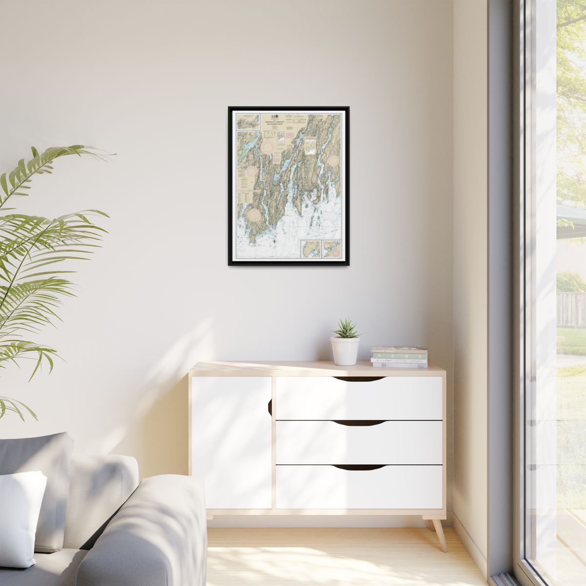 Chart 13293 Damariscotta, Sheepscot and Kennebec Rivers;South Bristol Harbor;Christmas Cove - NOAA Nautical Chart Floating Frame Canvas | 24" x 32" | 30" x 40" - Black context-1