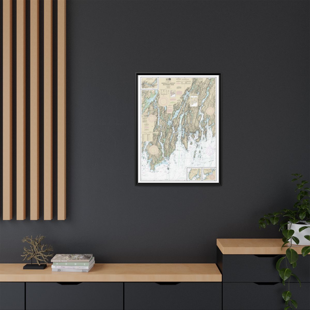 Chart 13293 Damariscotta, Sheepscot and Kennebec Rivers;South Bristol Harbor;Christmas Cove - NOAA Nautical Chart Floating Frame Canvas | 24" x 32" | 30" x 40" - Black context-2