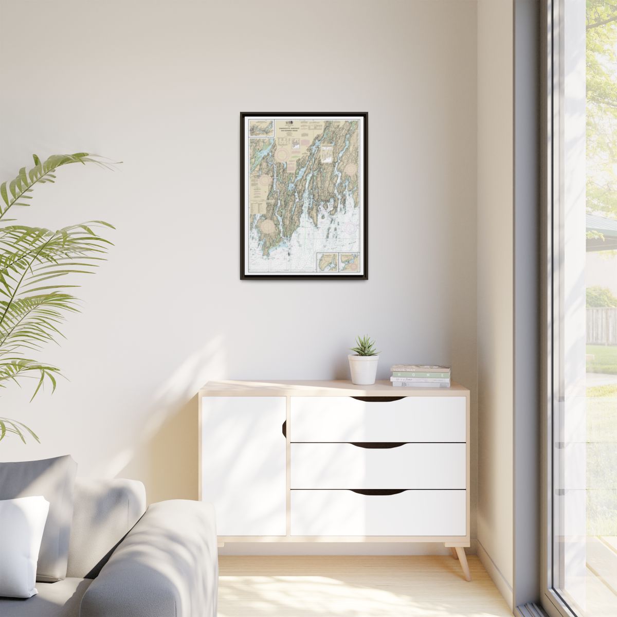 Chart 13293 Damariscotta, Sheepscot and Kennebec Rivers;South Bristol Harbor;Christmas Cove - NOAA Nautical Chart Floating Frame Canvas | 24" x 32" | 30" x 40" - Espresso context-1