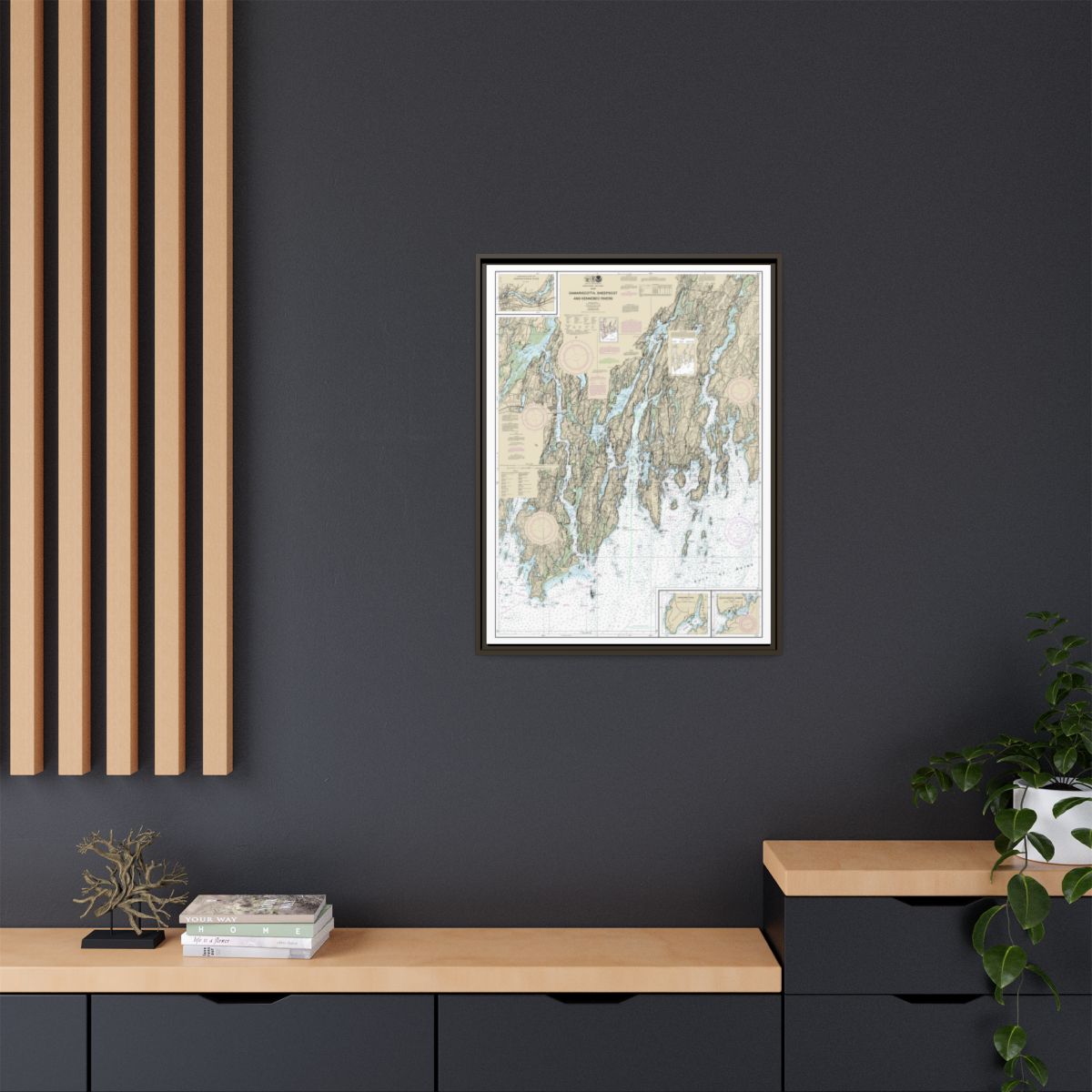 Chart 13293 Damariscotta, Sheepscot and Kennebec Rivers;South Bristol Harbor;Christmas Cove - NOAA Nautical Chart Floating Frame Canvas | 24" x 32" | 30" x 40" - Espresso context-2